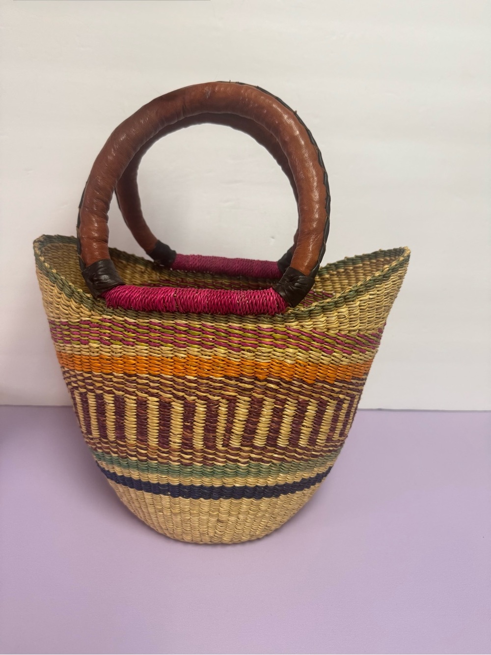 Small Hand Woven Market Basket Hand Bag Tote